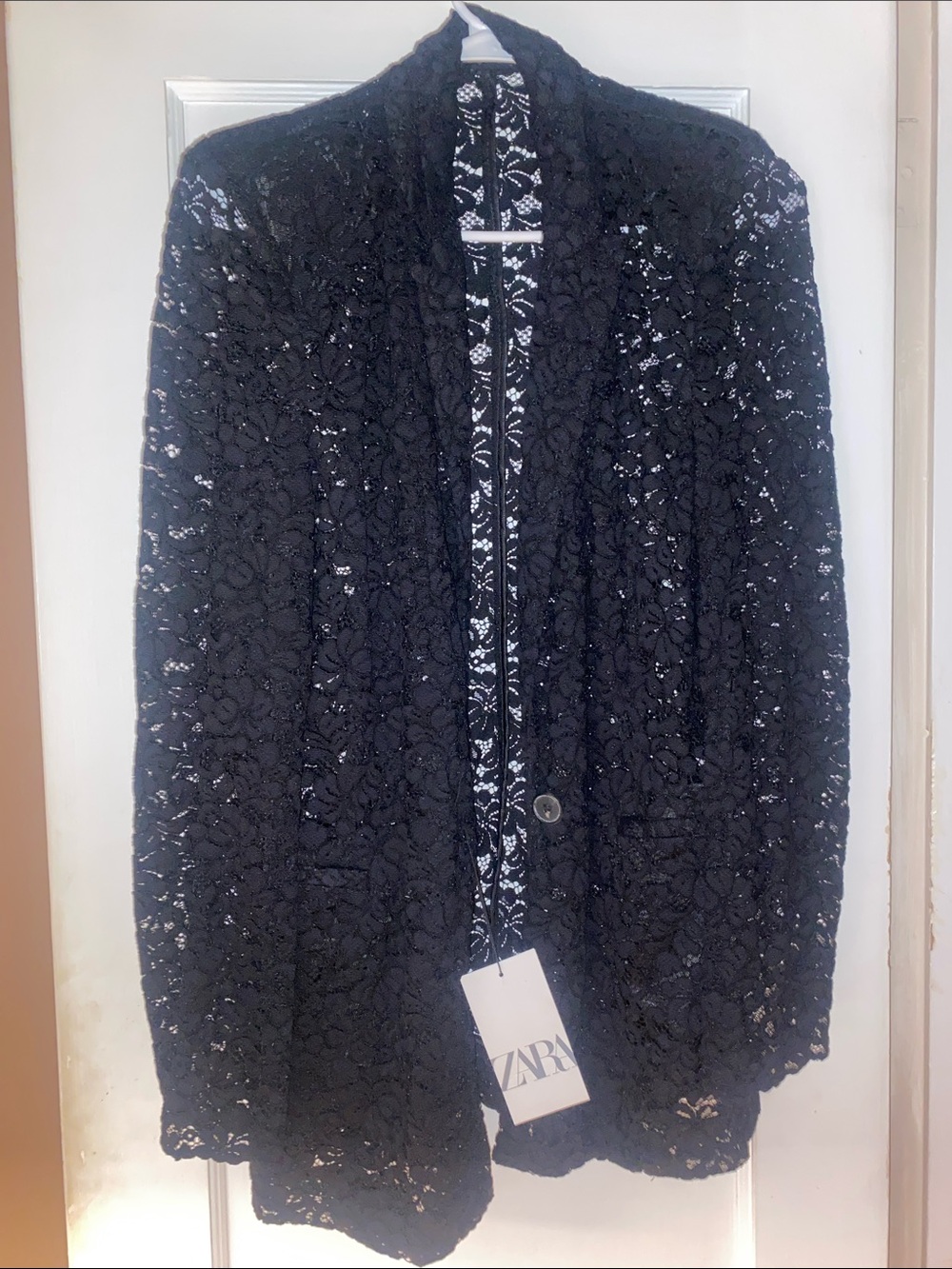Zara Black Floral Lace blazer